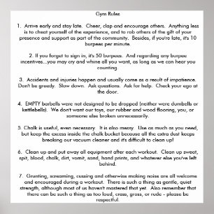 Gym Rules Poster