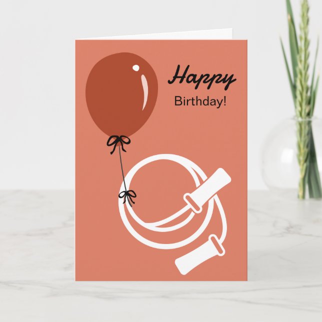 Gym Skipping Rope & Balloon Happy Birthday Card (Front)
