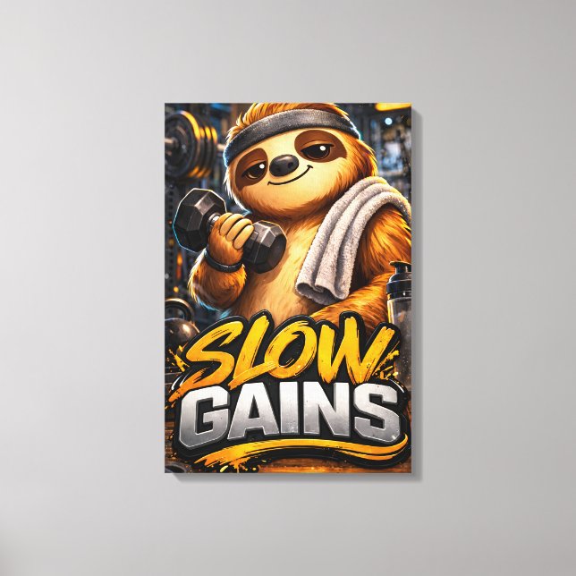 Gym Sloth - Critter Kingdom Canvas Print (Front)