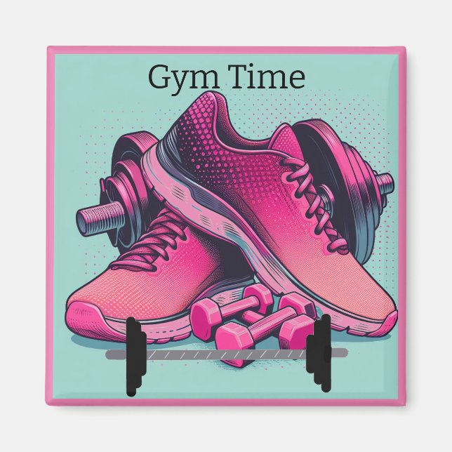 Gym Sneakers with Barbell Gym Time Magnet (Front)