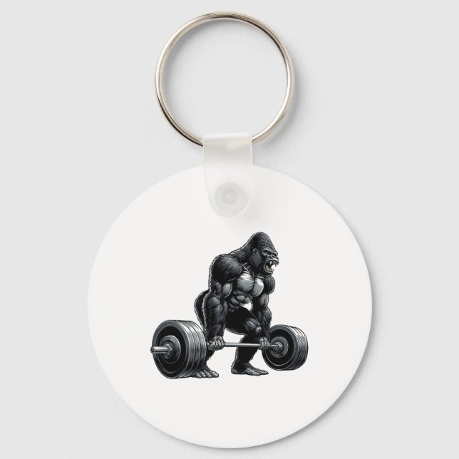 Gym Squad Fitness Group Gorilla Weightlifting Work Key Ring (Front)