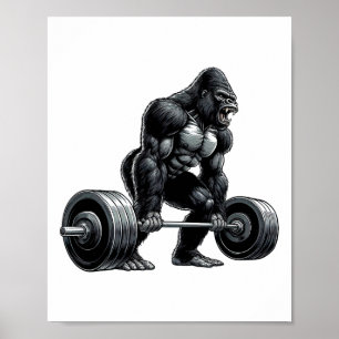 Gym Squad Fitness Group Gorilla Weightlifting Work Poster
