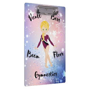 Gym Star Blonde, Green Eyes, Burgundy Leotard      Clipboard