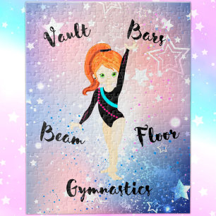 Gym Star Ginger Hair, Green Eyes, Black Leotard   Jigsaw Puzzle