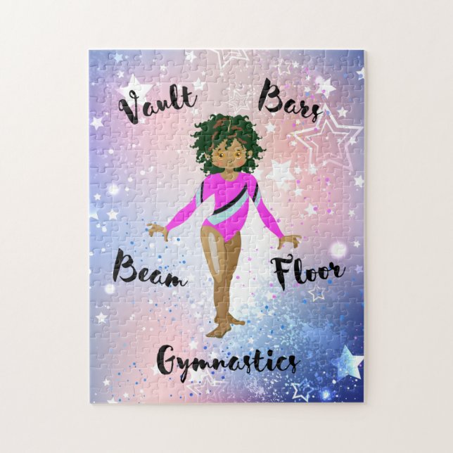 Gym Star Hispanic, Brown Eyes, Fuchsia Leotard   Jigsaw Puzzle (Vertical)