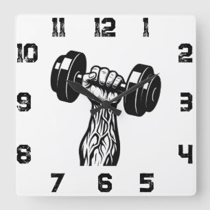 Gym Time Wall Clock Veiny Hand Dumbbell Design