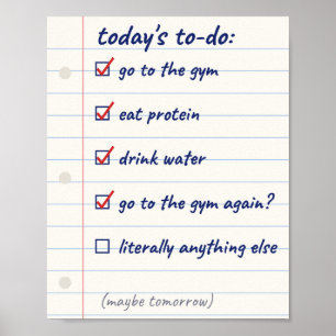 Gym To Do List Funny Notebook Poster