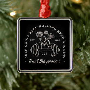 Gym trust the process keep going retro black metal tree decoration