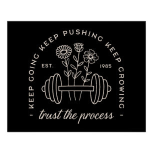 Gym trust the process keep going retro black poster