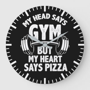 Gym vs Pizza - Funny Gym, Workout Humor Large Clock