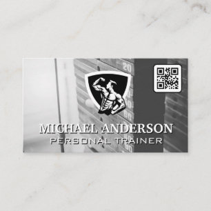 Gym Weights   Athletic Man Flexing Business Card