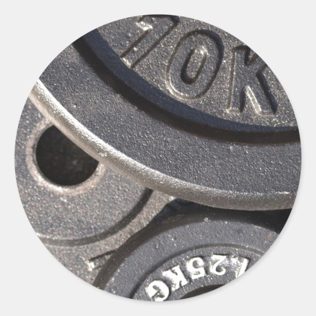 Gym Weights Classic Round Sticker (Front)