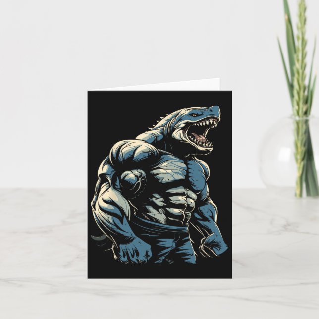 Gym Workout Bodybuilding Shark  Card (Front)