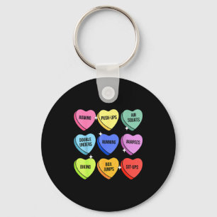 Gym workout candy heart valentine's fitness key ring