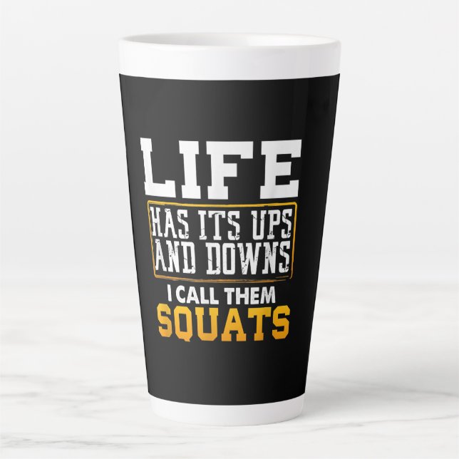 Gym Workout Weights Squat Men Women Latte Mug (Front)