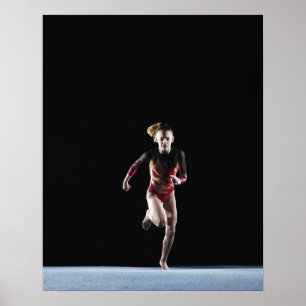 Gymnast (12-13) running on mat poster