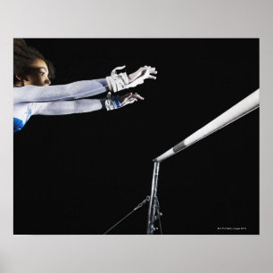Gymnast (9-10) reaching for uneven bars 2 poster