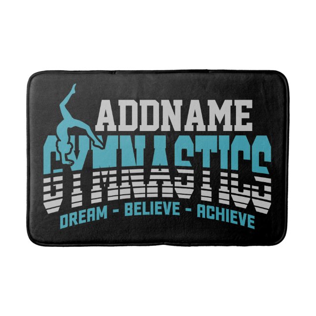 Gymnast ADD NAME Gymnastics Team Backbend Kickover Bath Mat (Front)