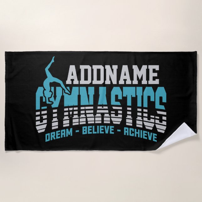 Gymnast ADD NAME Gymnastics Team Backbend Kickover Beach Towel (Front)