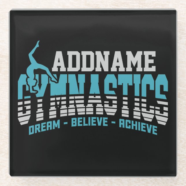 Gymnast ADD NAME Gymnastics Team Backbend Kickover Glass Coaster (Front)