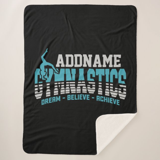 Gymnast ADD NAME Gymnastics Team Backbend Kickover Sherpa Blanket (Front)