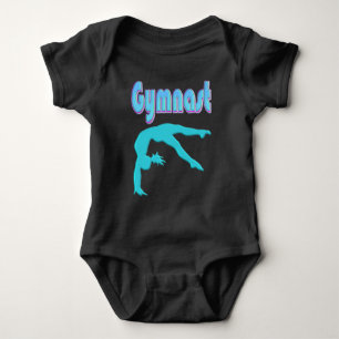 Gymnast Back Handspring Step Out Teal Baby Bodysuit