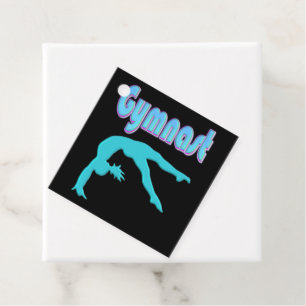 Gymnast Back Handspring Step Out Teal Favour Tags