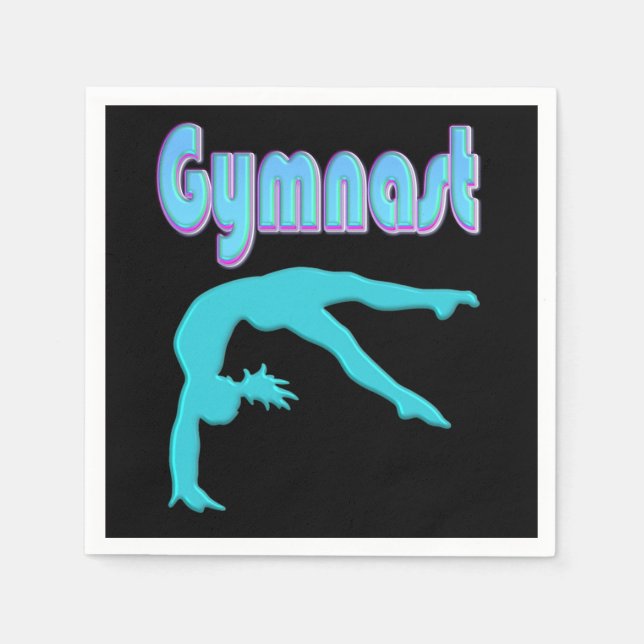 Gymnast Back Handspring Step Out Teal Napkin (Front)