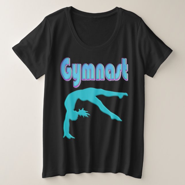 Gymnast Back Handspring Step Out Teal Plus Size T-Shirt (Design Front)