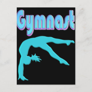 Gymnast Back Handspring Step Out Teal Postcard