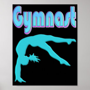 Gymnast Back Handspring Step Out Teal Poster