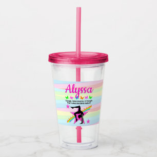 GYMNAST COURAGE AND STRENGTH ACRYLIC TUMBLER