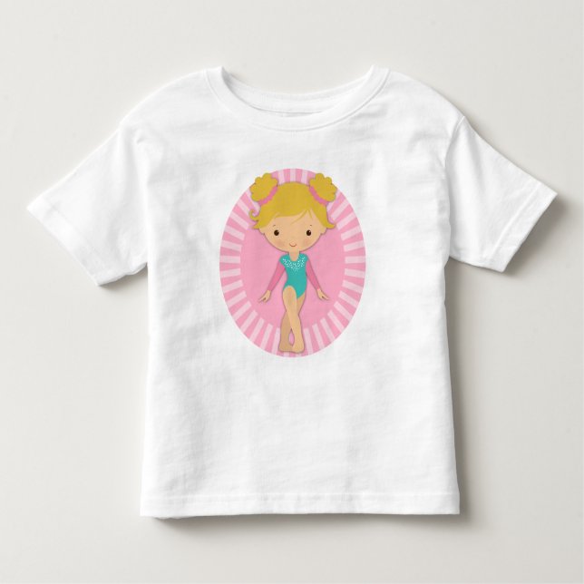 Gymnast - Cute Gymnastics Pink Aqua Blonde	A Toddler T-Shirt (Front)