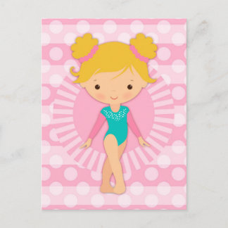 Gymnast - Cute Gymnastics Pink Aqua Blonde Postcard
