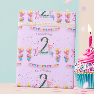 Gymnast cute kids birthday party colourful card wrapping paper