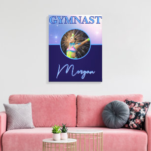 Gymnast Deep Royal Custom Photo and Name Canvas Print
