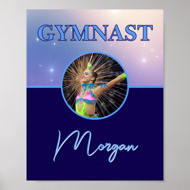 Gymnast Deep Royal Custom Photo and Name Poster (Front)