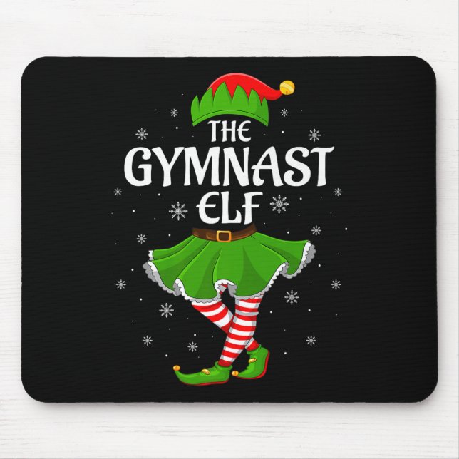 Gymnast Elf Christmas Family Girls Women Elf Squad Mouse Pad (Front)