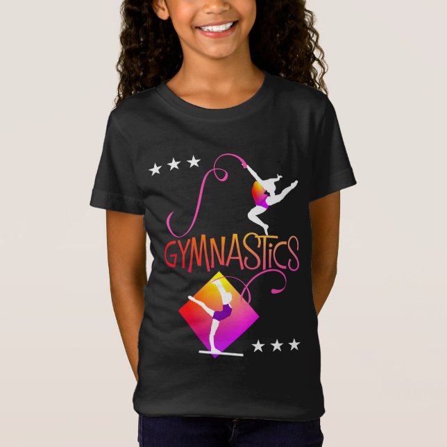 Gymnast Figures Cute Girls Gymnastics Graphic T-Shirt (Front)