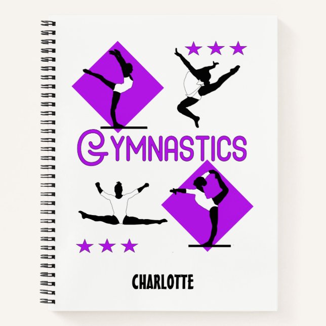 Gymnast Figures Cute Girls Gymnastics Personalised Notebook (Front)
