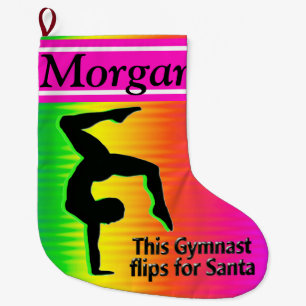 GYMNAST FLIPS FOR SANTA CHRISTMAS STOCKING