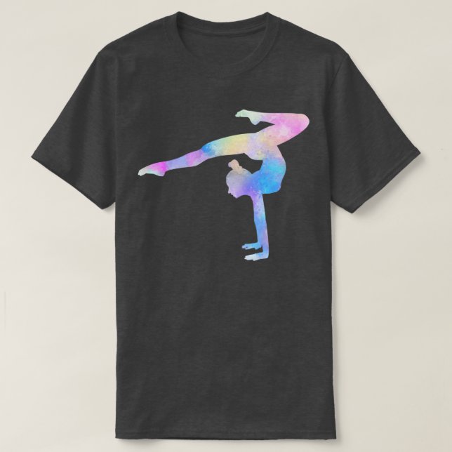 Gymnast Gymnastics Gift Women Girls Watercolor 1 T-Shirt (Design Front)