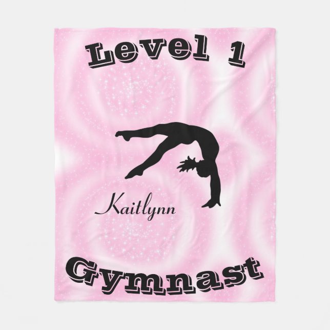 Gymnast Level Fleece Blanket w/ Her Level # & Name (Front)