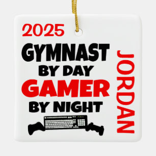 Gymnast Loves Playing Video Games Ceramic Ornament