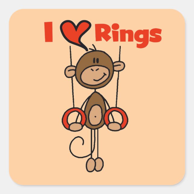 Gymnast Loves Rings Square Sticker (Front)