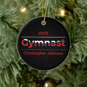 Gymnast - Minimalist Modern Gymnastics Word Ceramic Tree Decoration