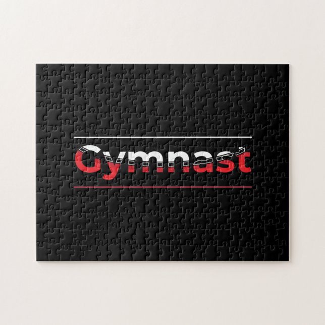 Gymnast - Minimalist Modern Gymnastics Word Jigsaw Puzzle (Horizontal)