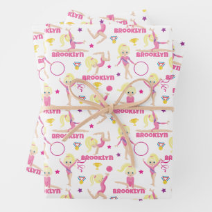 Gymnast Multicultural Personalised Wrapping Paper Sheet