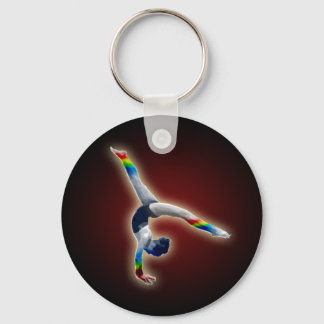 Gymnast on a Rainbow Beam Key Ring
