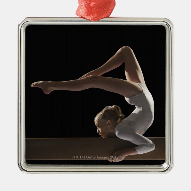 Gymnast on balance beam metal tree decoration (Front)